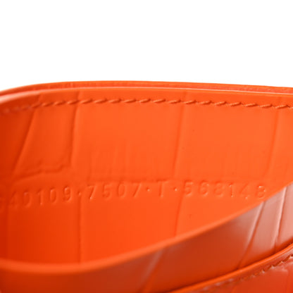 Balenciaga Semi Shiny Calfskin Crocodile Embossed Neo Classic Card Holder Orange 7 of 10