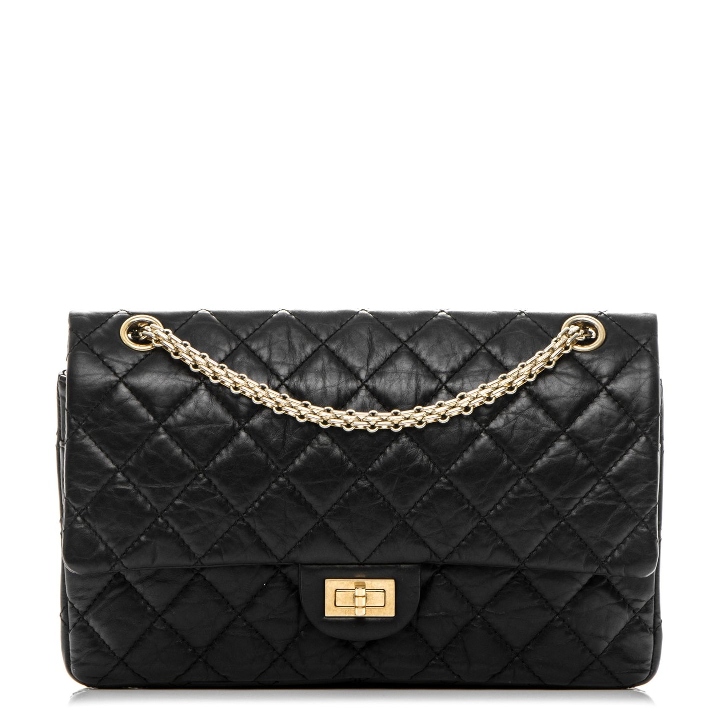 Aged Calfskin Quilted 2.55 Reissue 226 Flap Black