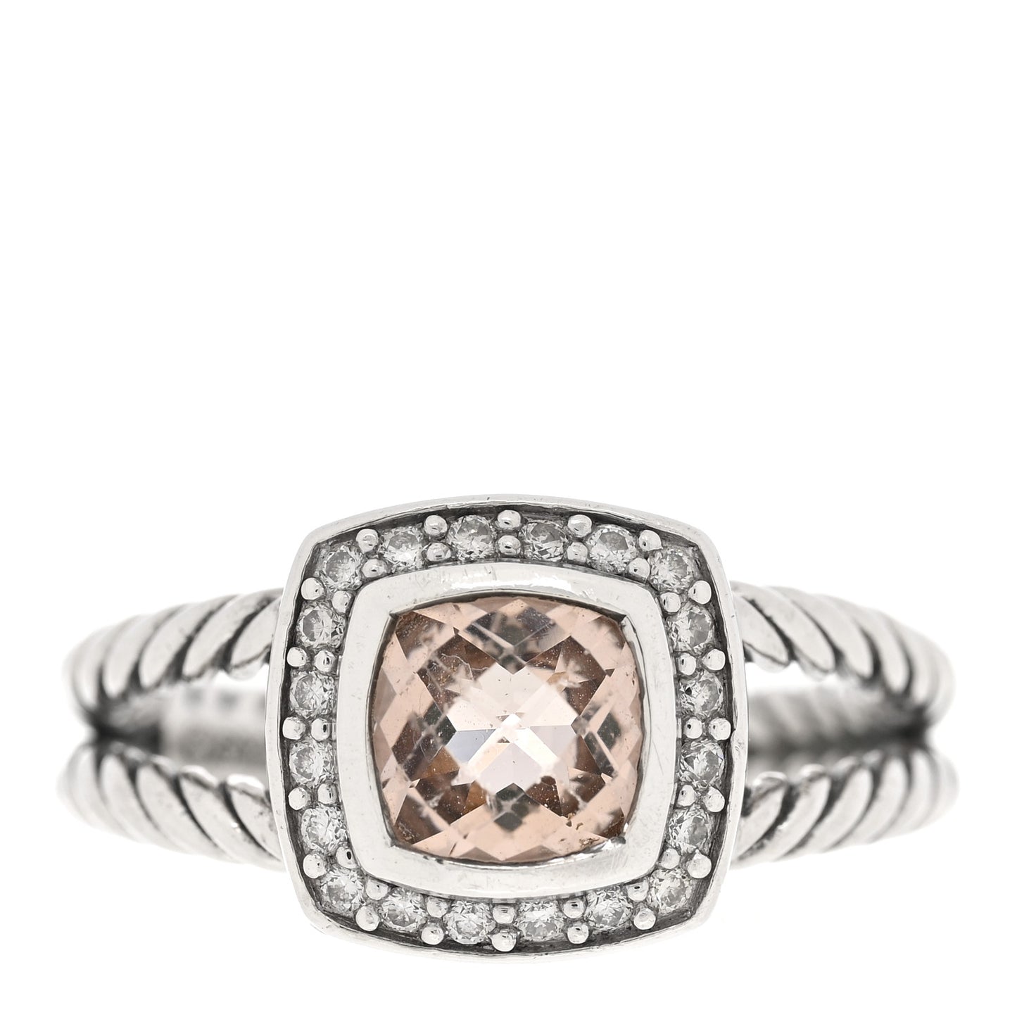 Sterling Silver Diamond Morganite 7mm Petite Albion Ring 57 8