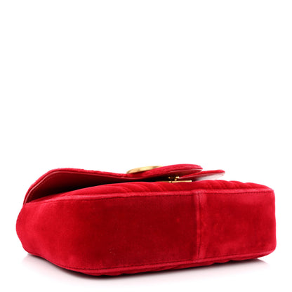 Gucci Velvet Matelasse Mini GG Marmont Shoulder Bag Hibiscus Red 4 of 10