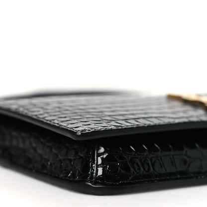 Saint Laurent Crocodile Embossed Monogram Phone Holder Crossbody Black 8 of 9