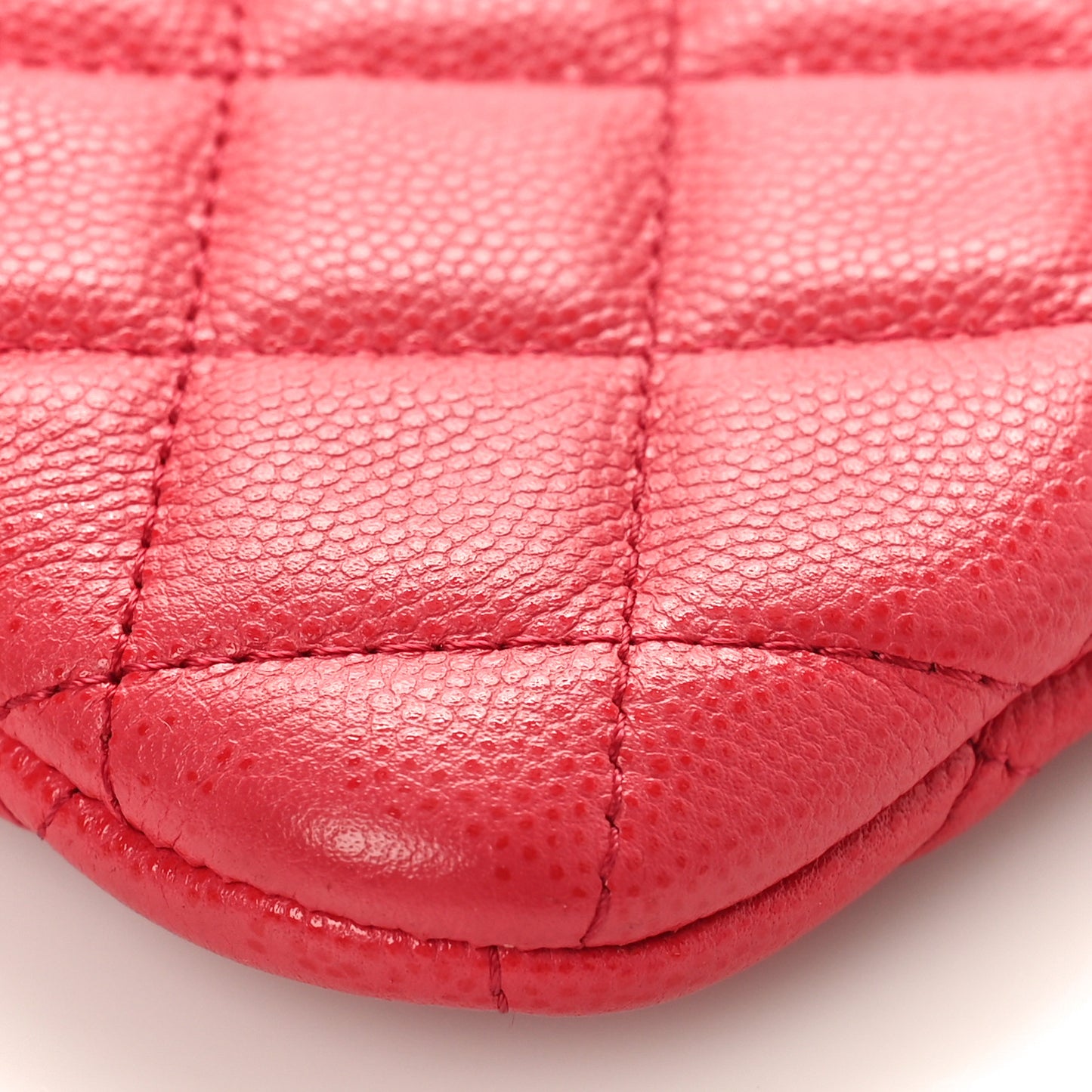Caviar Quilted Small Cosmetic Case Dark Pink