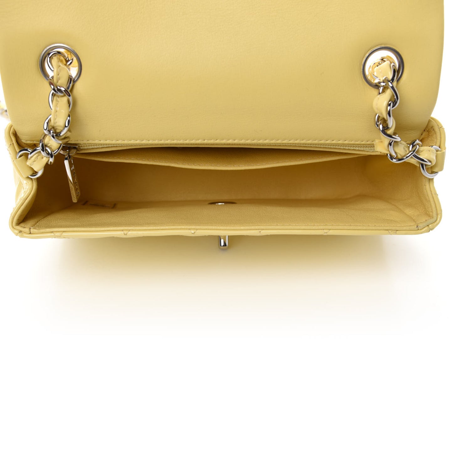 Patent Quilted Mini Rectangular Flap Yellow