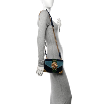 Prada Velluto Lions Head Cahier Shoulder Bag Azzurro 2 of 10