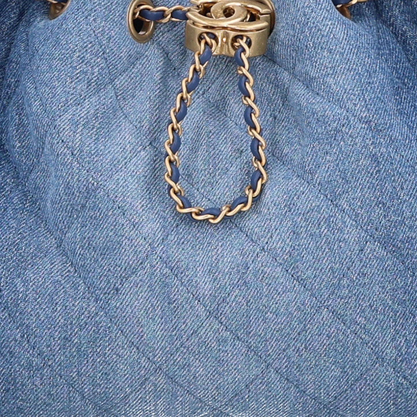 Washed Denim Quilted Small Chanel 25 Handbag Blue