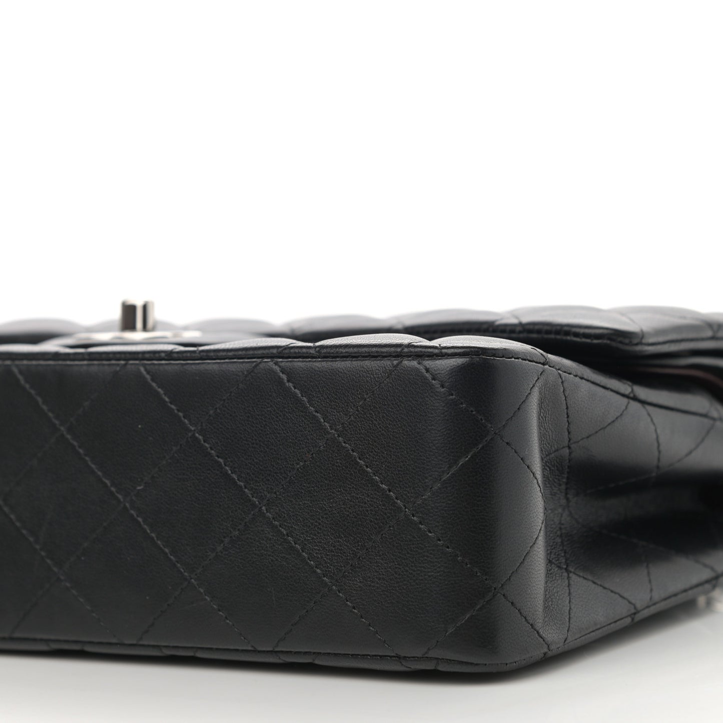 Lambskin Quilted Medium Double Flap Black