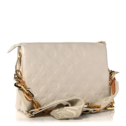 Louis Vuitton Lambskin Embossed Monogram Coussin PM Beige Cream 3 of 9