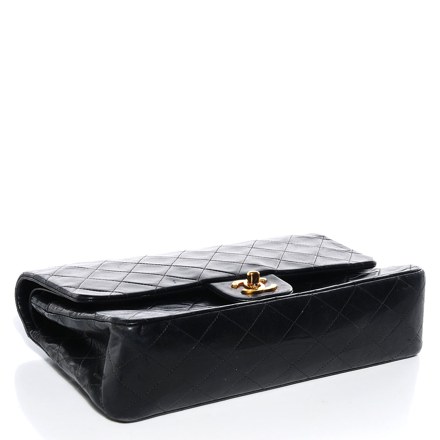 Lambskin Medium Double Flap Black
