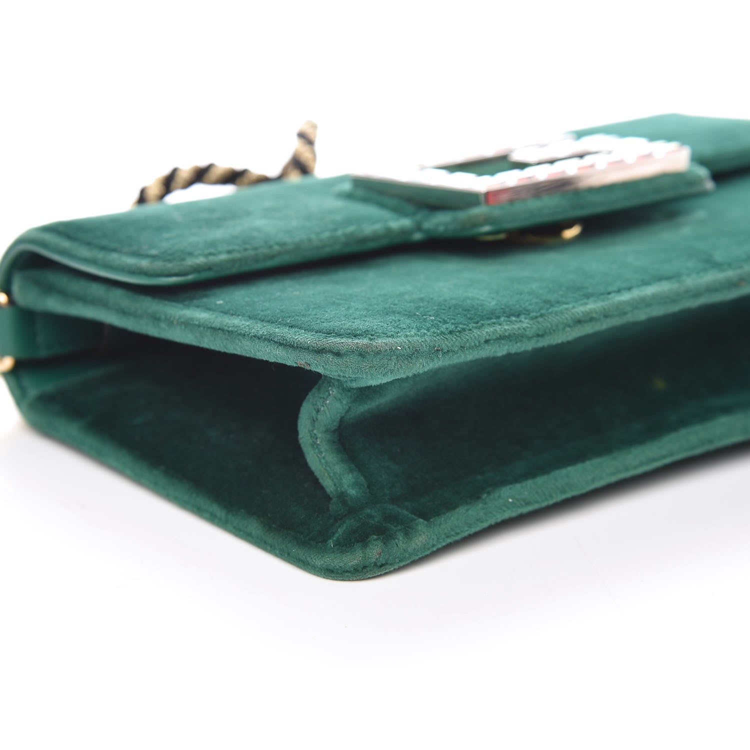Gucci Velvet Crystal Square G Shoulder Bag Green 5 of 9