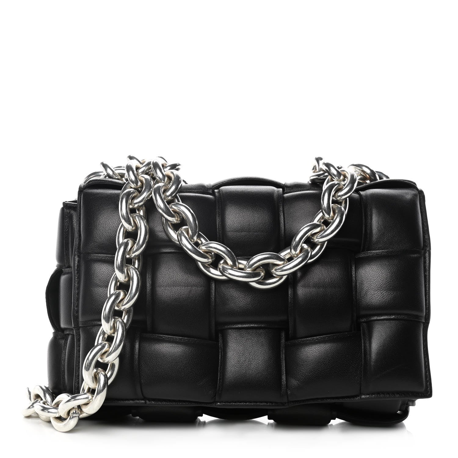 Bottega Veneta Lambskin Maxi Intreccio Padded Chain Cassette Crossbody Bag Black 1 of 10