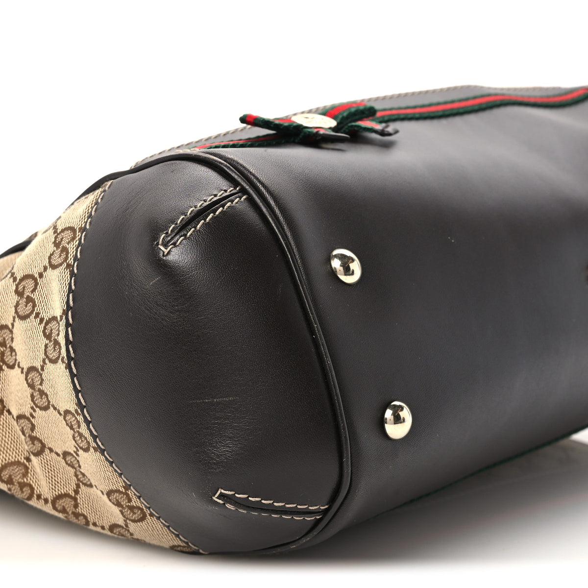 Gucci Monogram Web Mayfair Top Handle Satchel Dark Brown 9 of 10