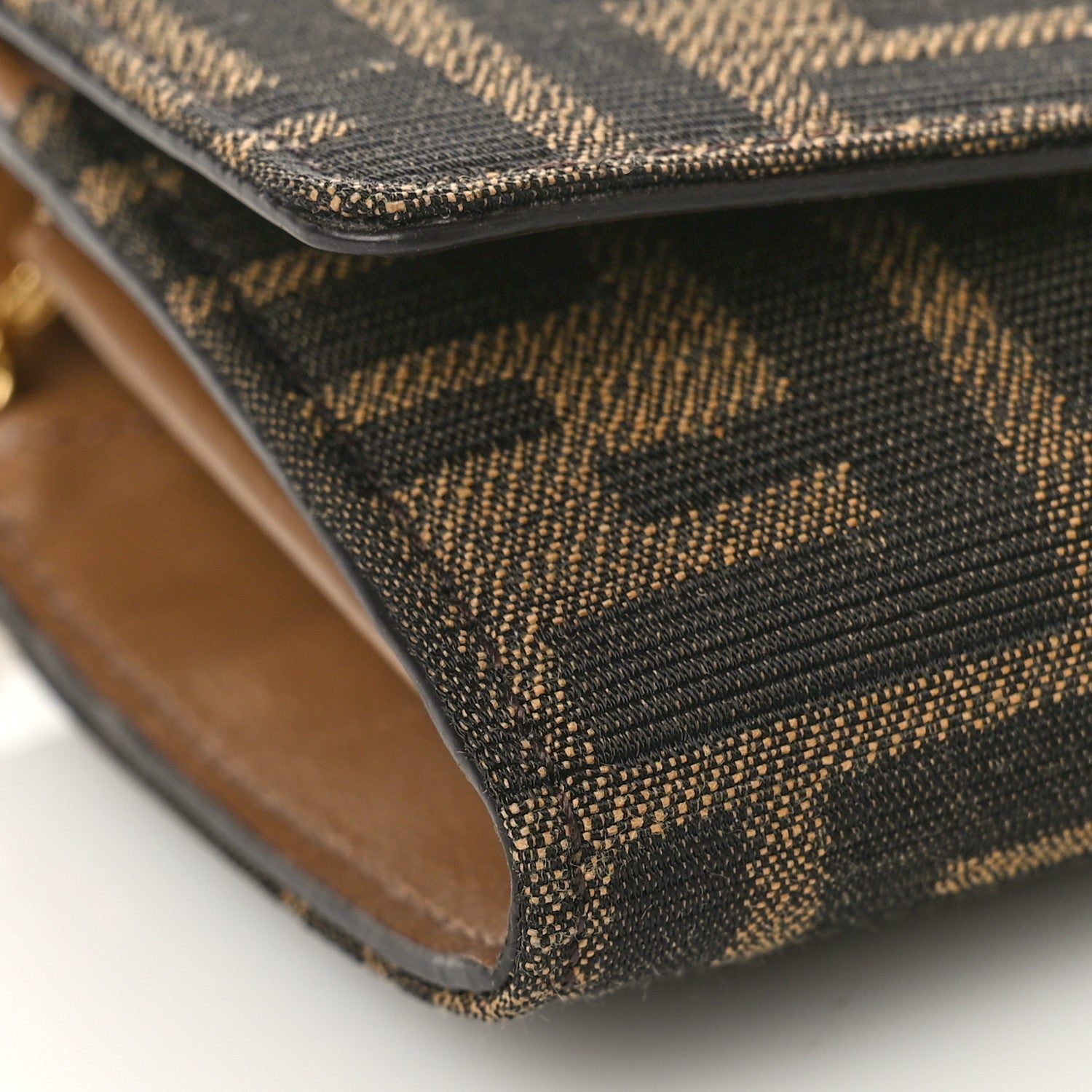 Fendi Fabric Jacquard FF 1974 Continental Wallet On Chain Tobacco Moro 8 of 9