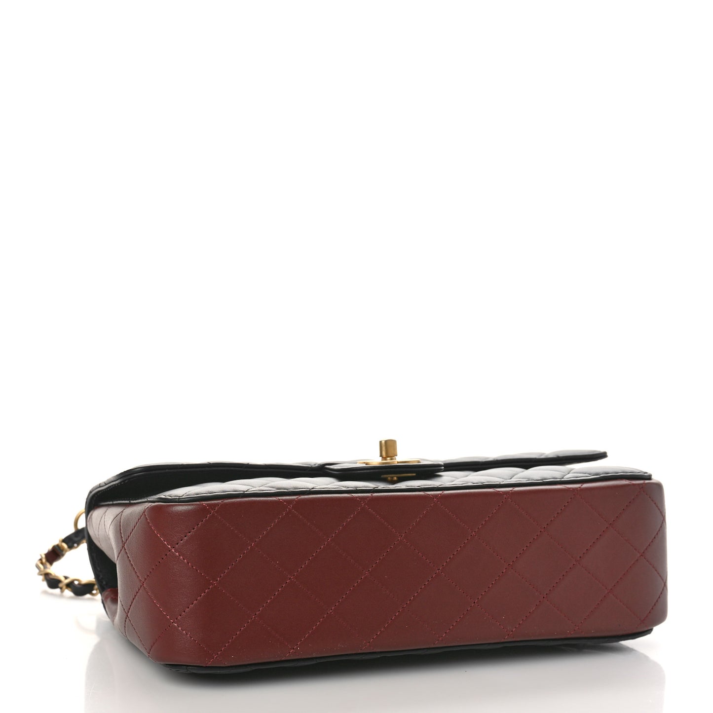 Calfskin Quilted Strap Into Flap Bag Black Brown