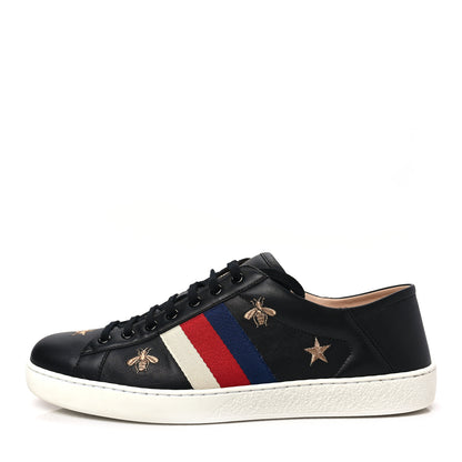 Gucci Calfskin Bee Star Embroidered Mens Sylvie Web Ace Sneakers 10 Black 2 of 16