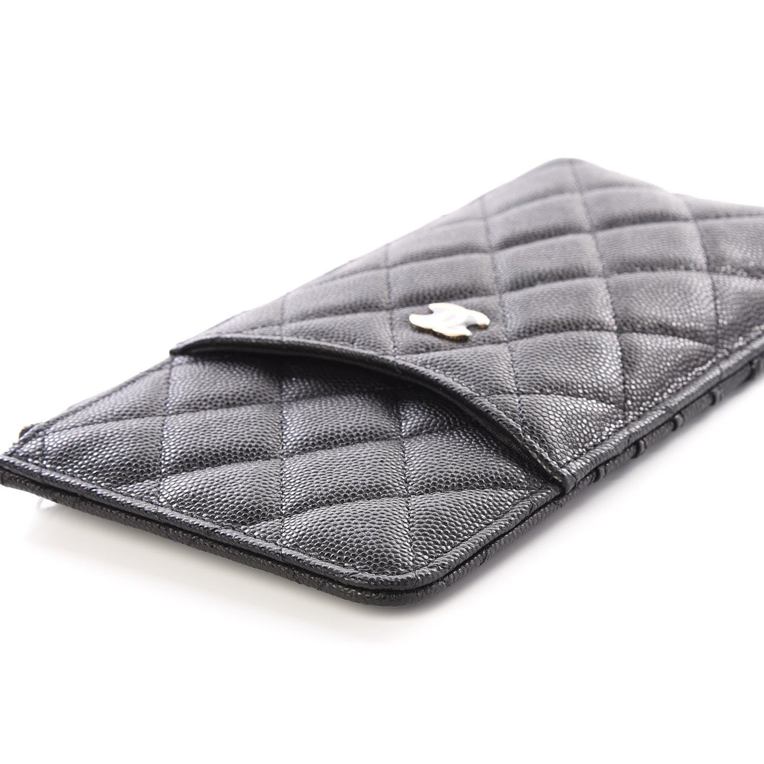 Chanel Caviar Quilted Classic Flat Wallet Pouch Black 6 of 10