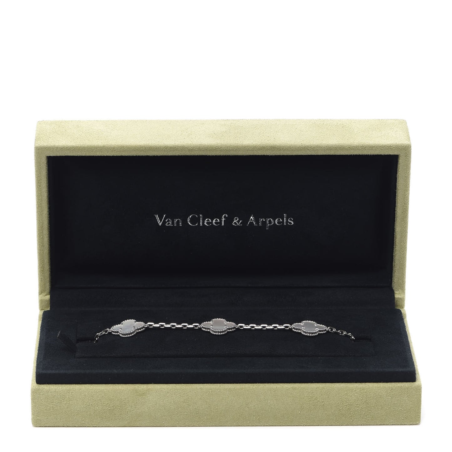 18K White Gold Mother of Pearl 5 Motifs Vintage Alhambra Bracelet