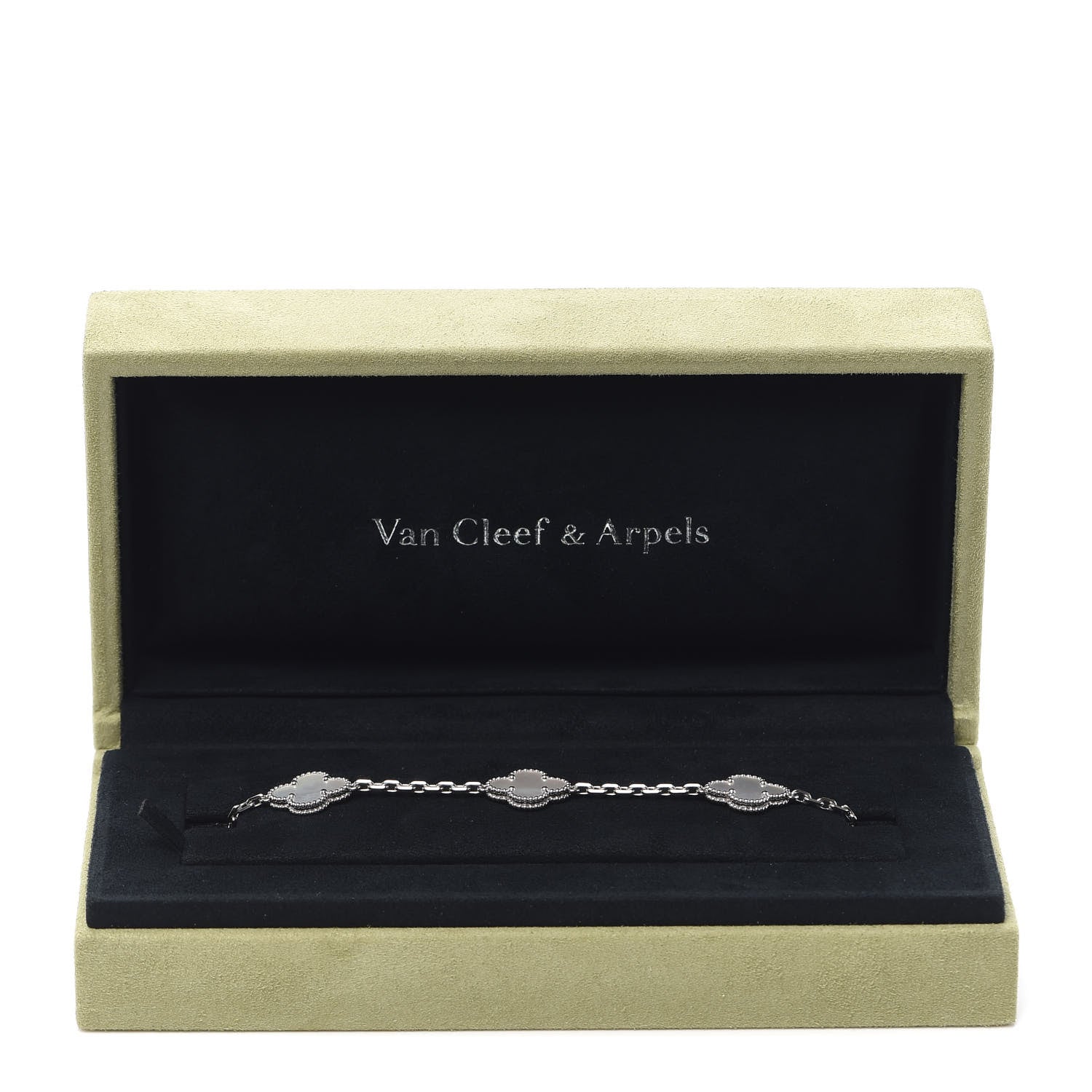 Van Cleef & Arpels 18K White Gold Mother of Pearl 5 Motifs Vintage Alhambra Bracelet 8 of 8