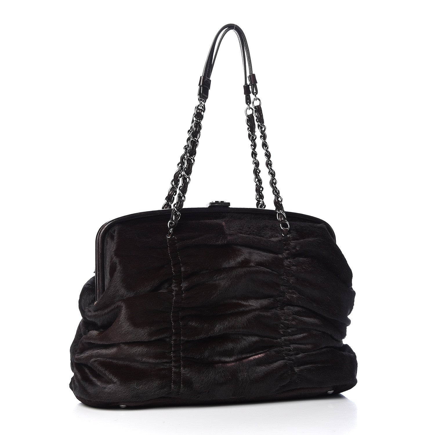 Chanel Pony Hair Sharpei Frame Tote Dark Brown 3 of 13