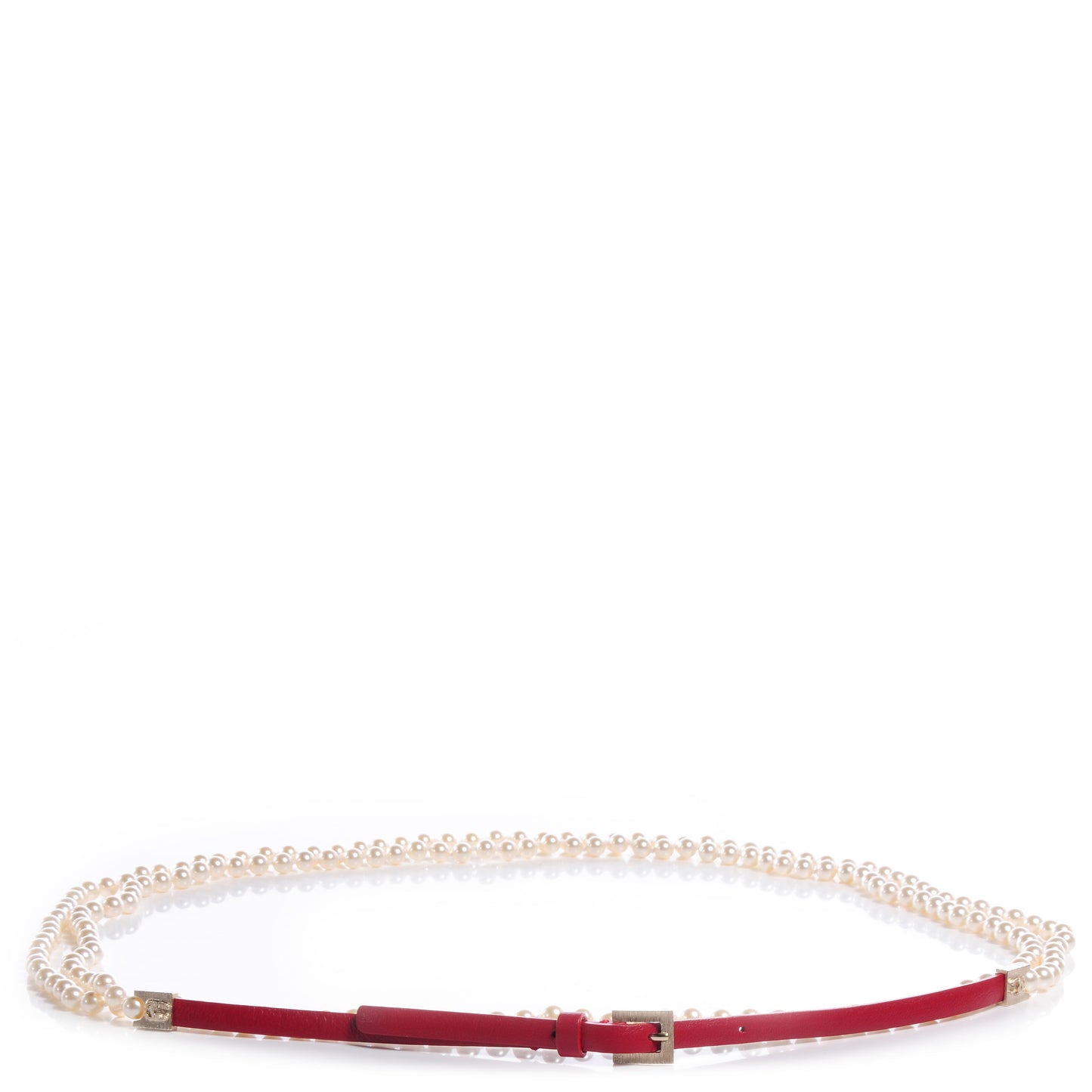 Pearl and Leather CC Double Wrap Belt Red
