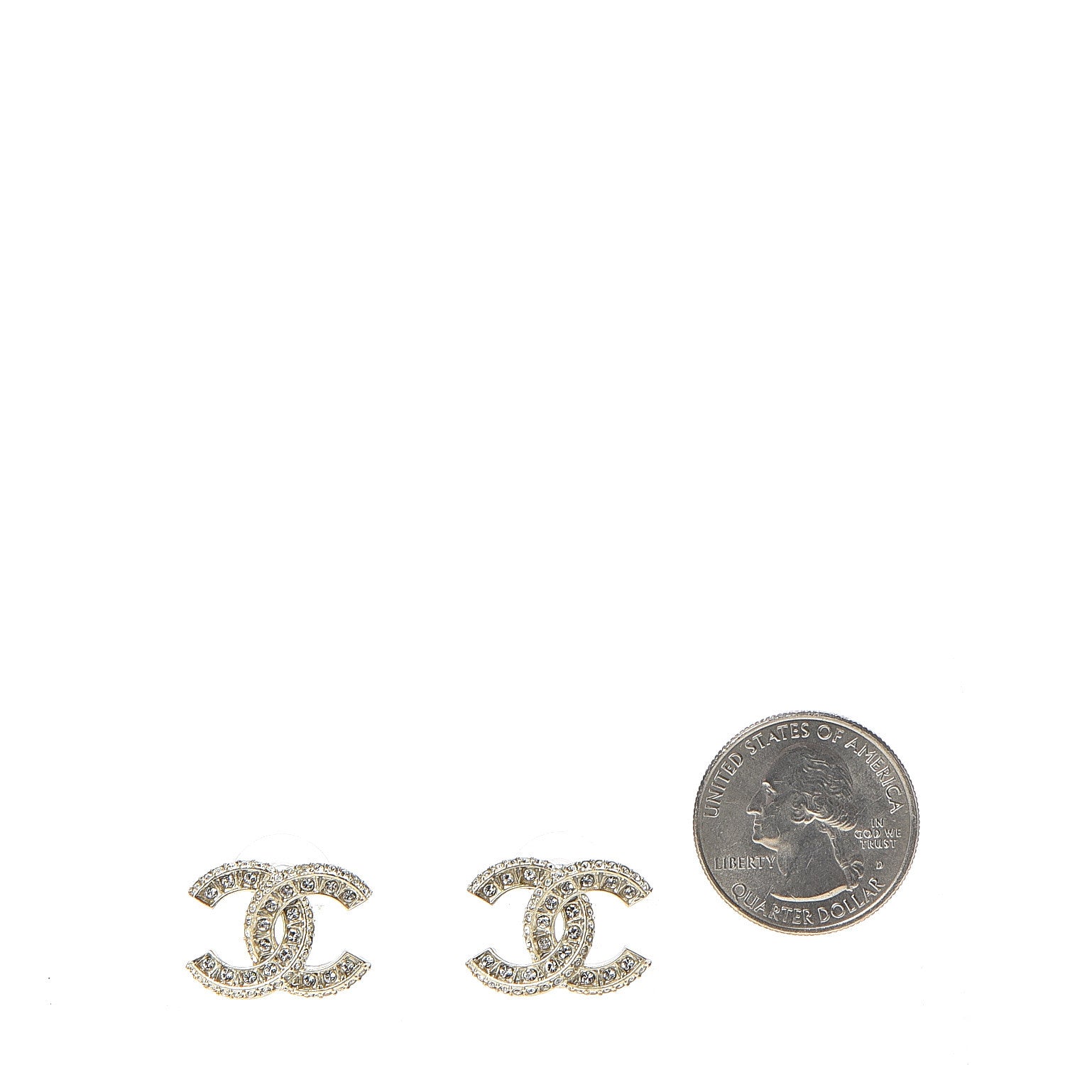 Chanel Crystal CC Earrings Gold 2 of 5