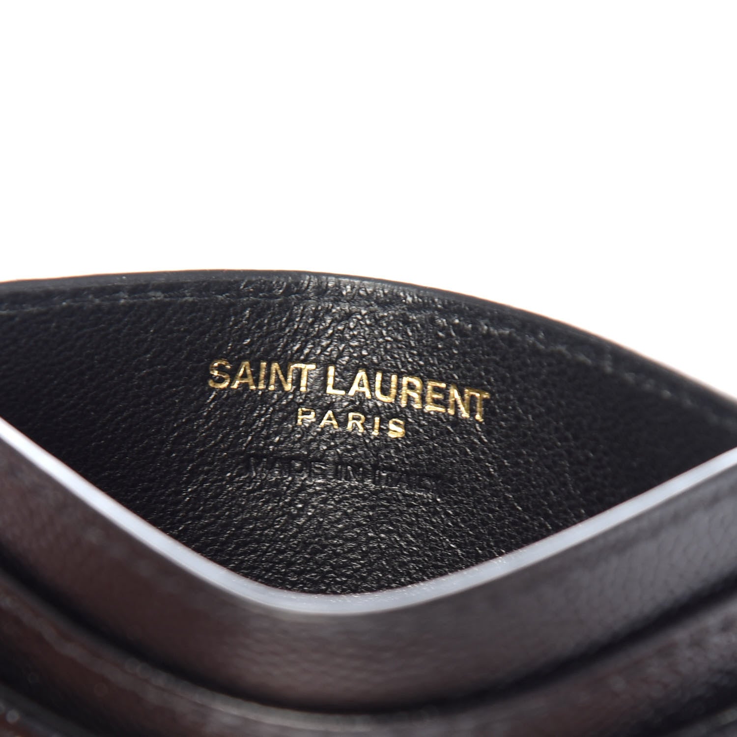 Saint Laurent Grain De Poudre Matelasse Chevron Monogram Credit Card Case Black 6 of 7
