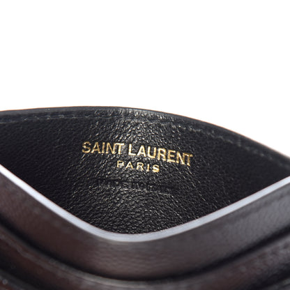 Saint Laurent Grain De Poudre Matelasse Chevron Monogram Credit Card Case Black 6 of 7