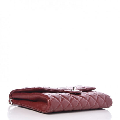 Chanel Caviar Quilted Clutch With Chain Flap Dark Red 4 of 8
