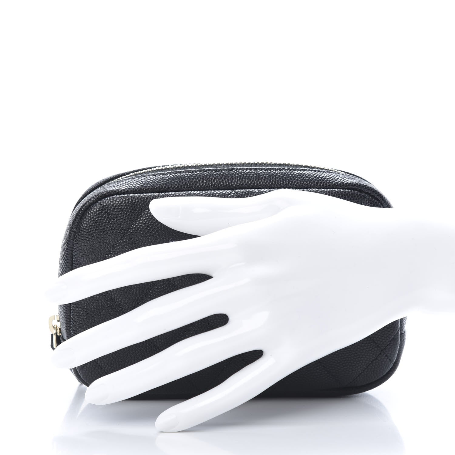 Chanel Caviar Quilted Small Curvy Pouch Cosmetic Case Black 2 of 8