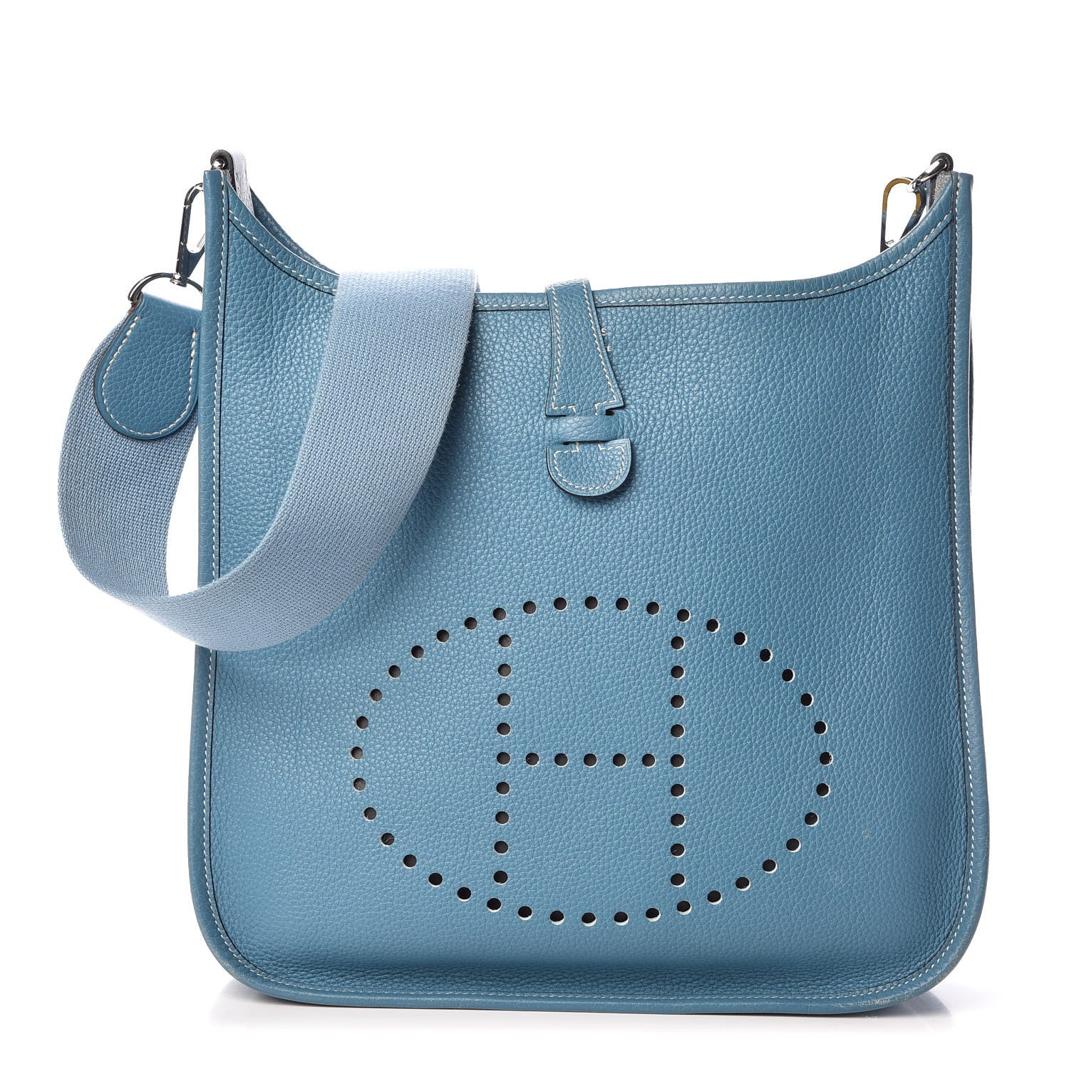 Hermes Taurillon Clemence Evelyne PM Blue Jean 1 of 9