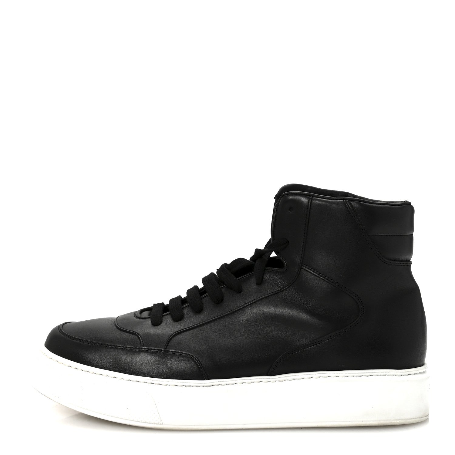 Prada Vitello Soft Uomo Mens High Top Sneakers 12 Black 1 of 9