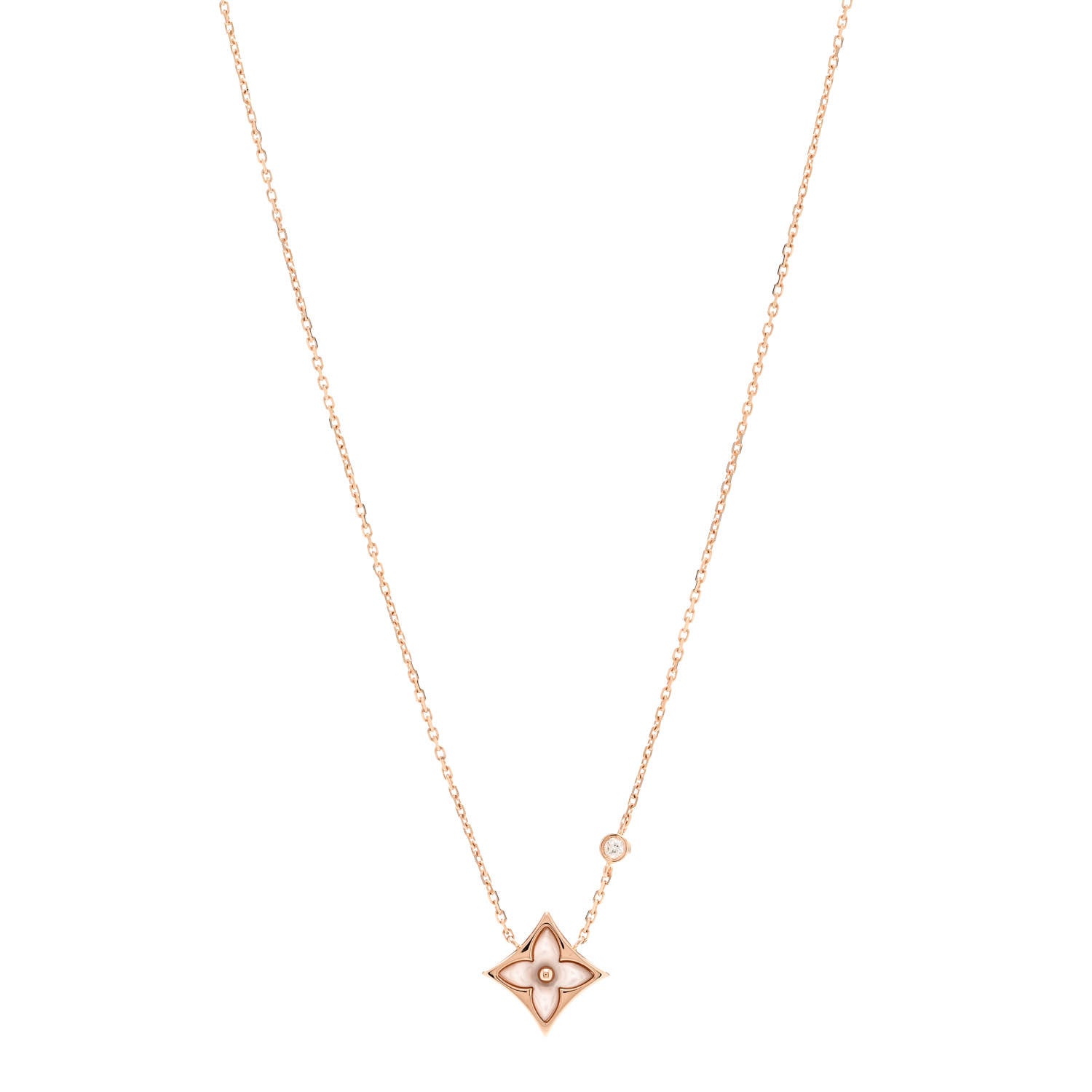 Louis Vuitton 18K Pink Gold Diamond Pink Mother of Pearl Color Blossom BB Star Pendant Necklace 1 of 5