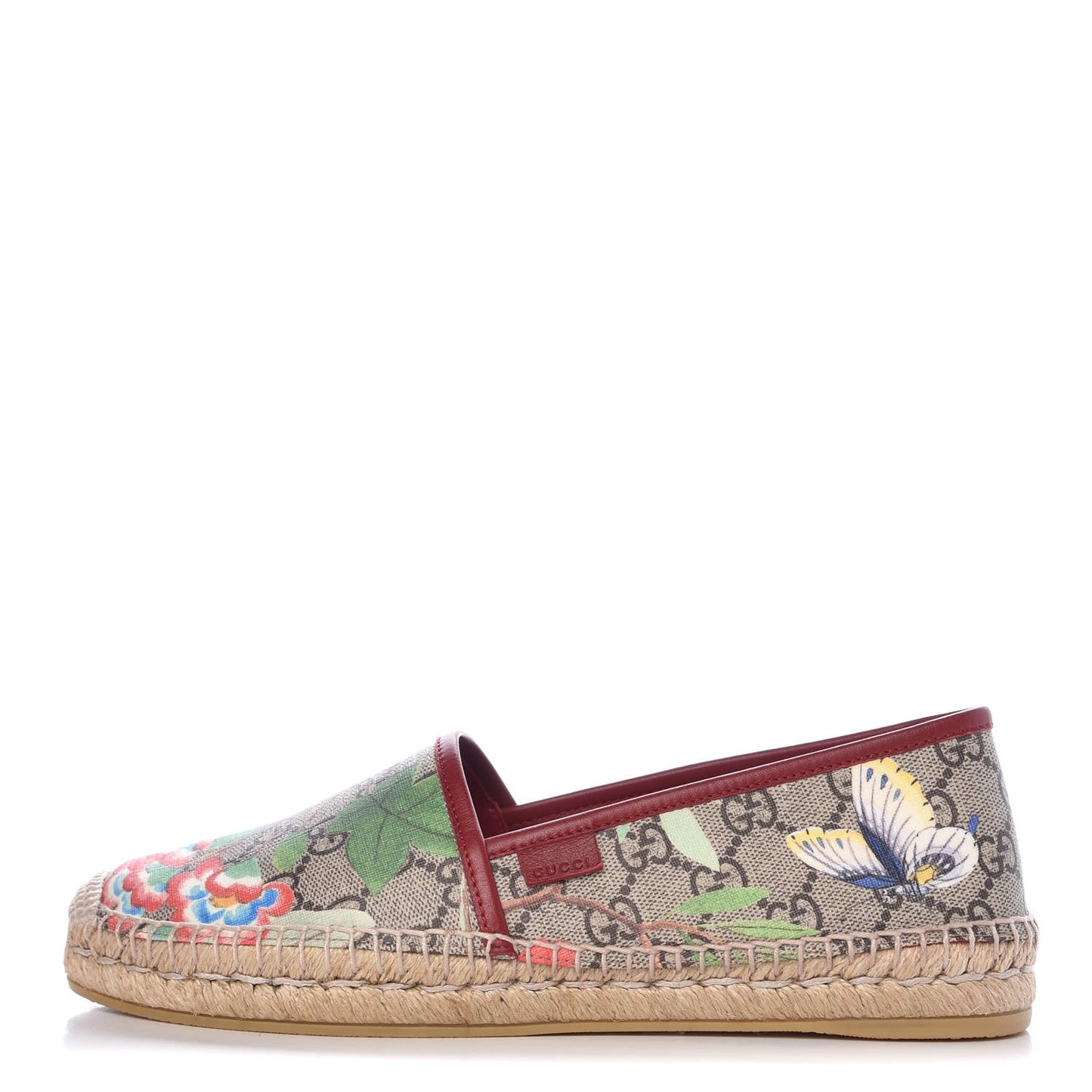 GG Supreme Monogram Tian Womens Espadrilles 39 Beige Multicolor Red