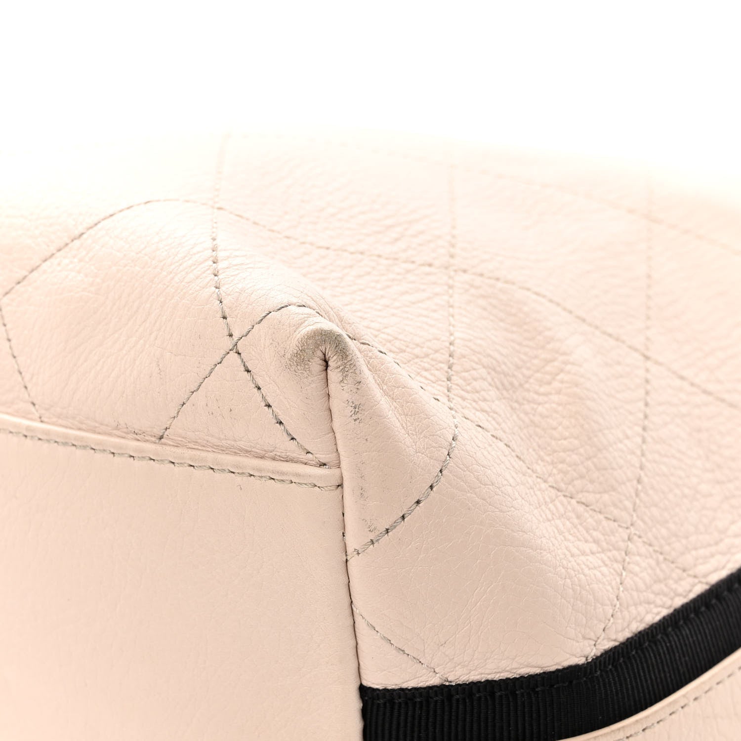 Chanel Calfskin Stitched Large Button Up Hobo Ivory Black 13 of 13