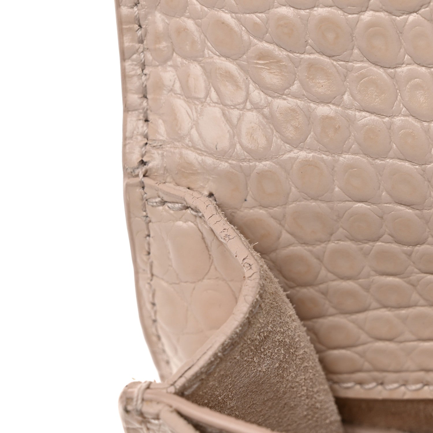 Saint Laurent Calfskin Crocodile Embossed Medium Monogram Sunset Dark Beige 14 of 30