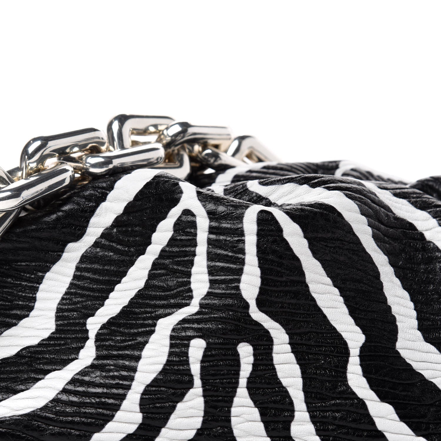 Bottega Veneta Nappa Zebra Print The Pouch Chain White Black 11 of 11