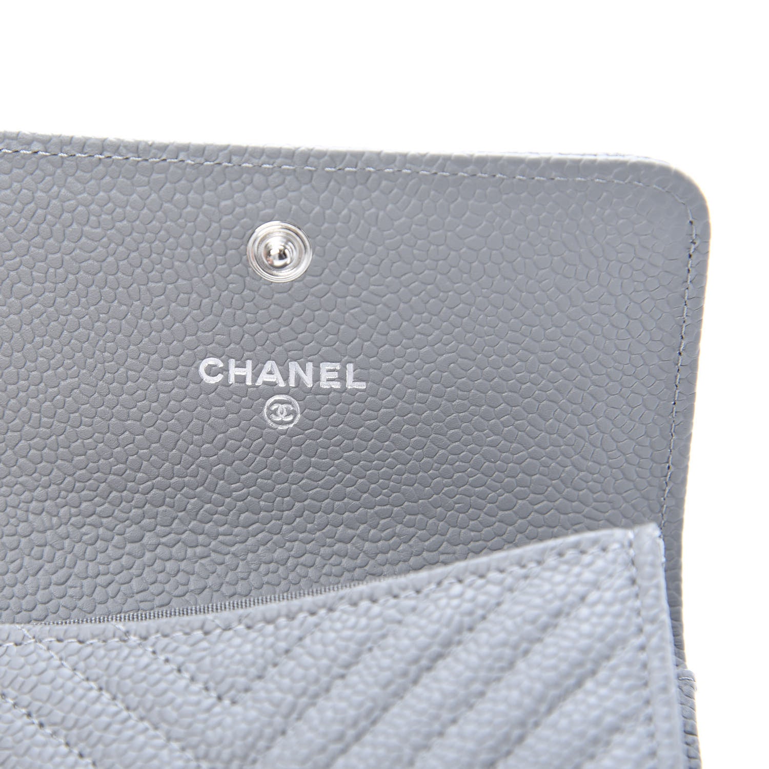 Chanel Caviar Chevron Quilted Boy Flap Card Holder Grey 6 of 9