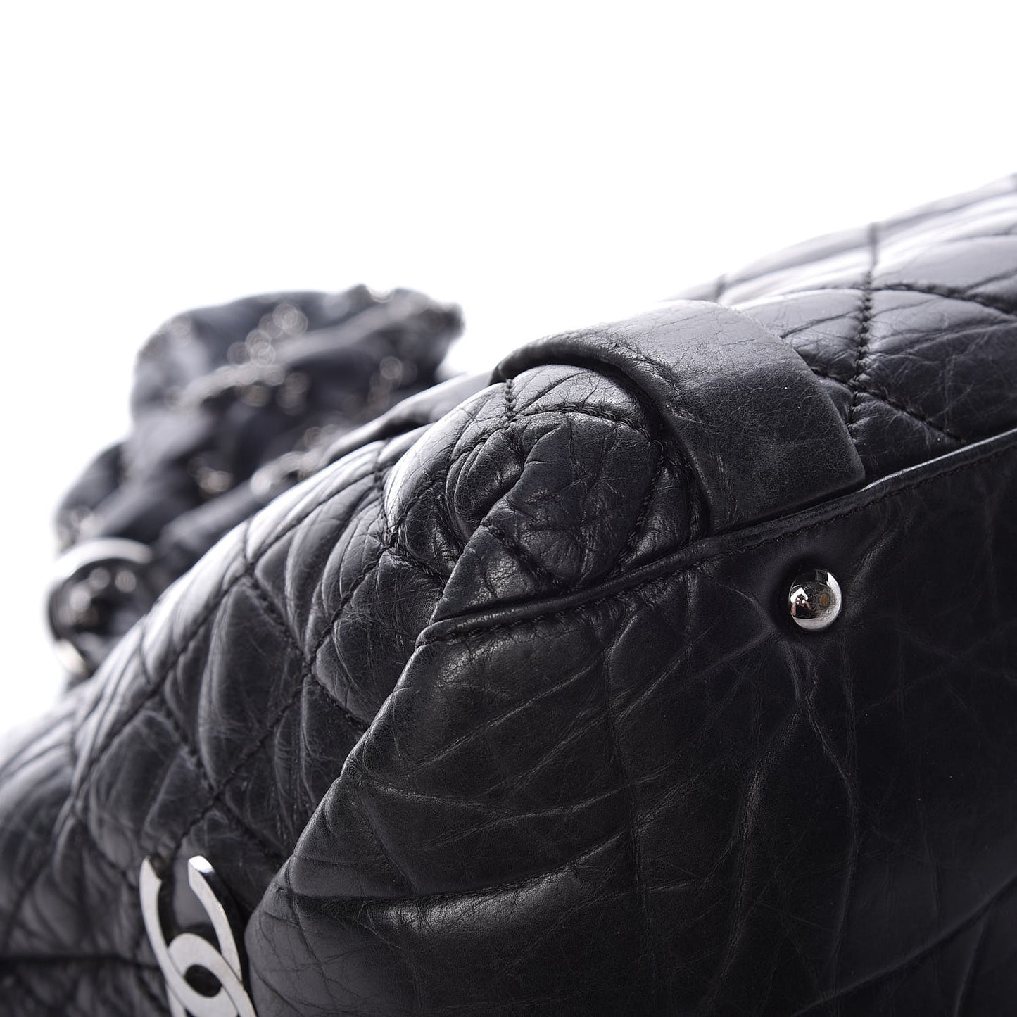 Aged Calfskin Vintage Ligne Lady Braid Tote Black