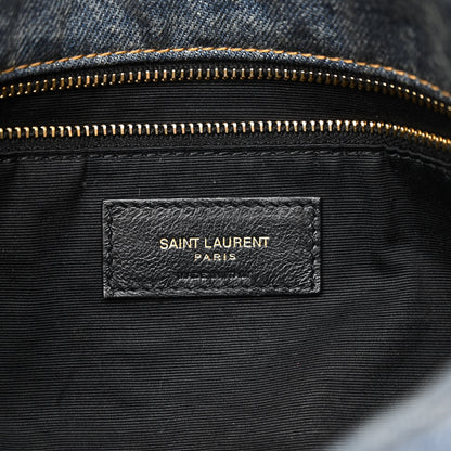 Saint Laurent Denim Quilted Medium Loulou Puffer Monogram Chain Satchel Blue Cinnamon 6 of 12