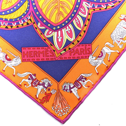 Hermes Silk Jardin De La Maharani Scarf 90 Iris Orange Fuchsia 4 of 6