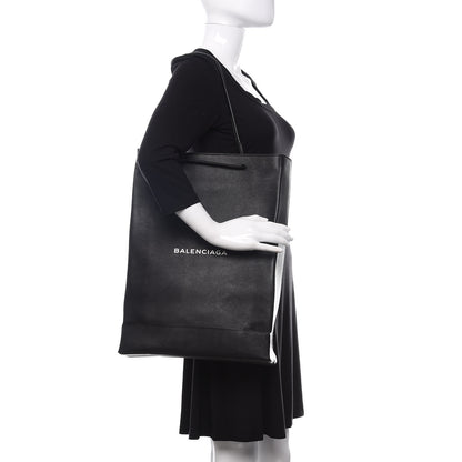 Balenciaga Calfskin Medium Logo North South Shopping Tote Black 2 of 10