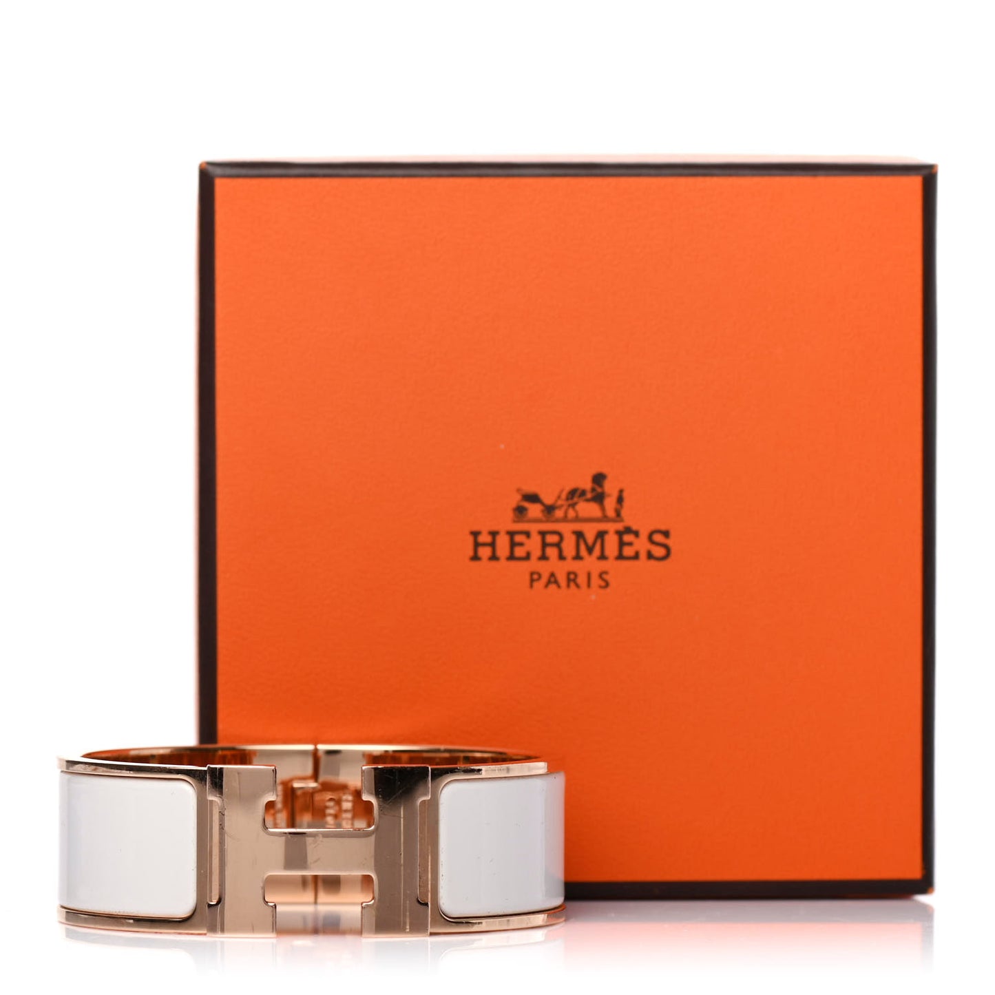 Enamel Wide Clic Clac H Bracelet GM White