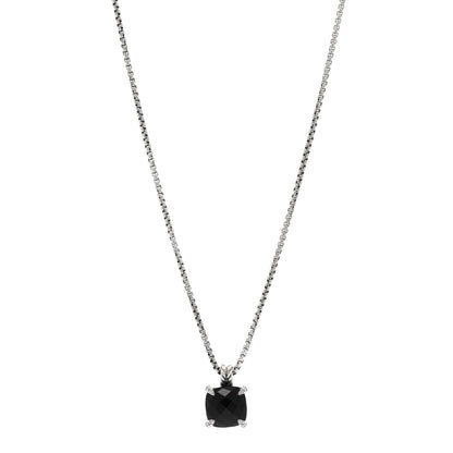 David Yurman Sterling Silver Diamond Black Onyx 11mm Chatelaine Pendant Necklace 1 of 4