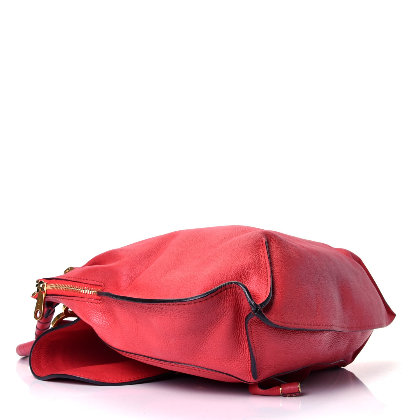 Calfskin Marcie Size Zip Satchel Plaid Red