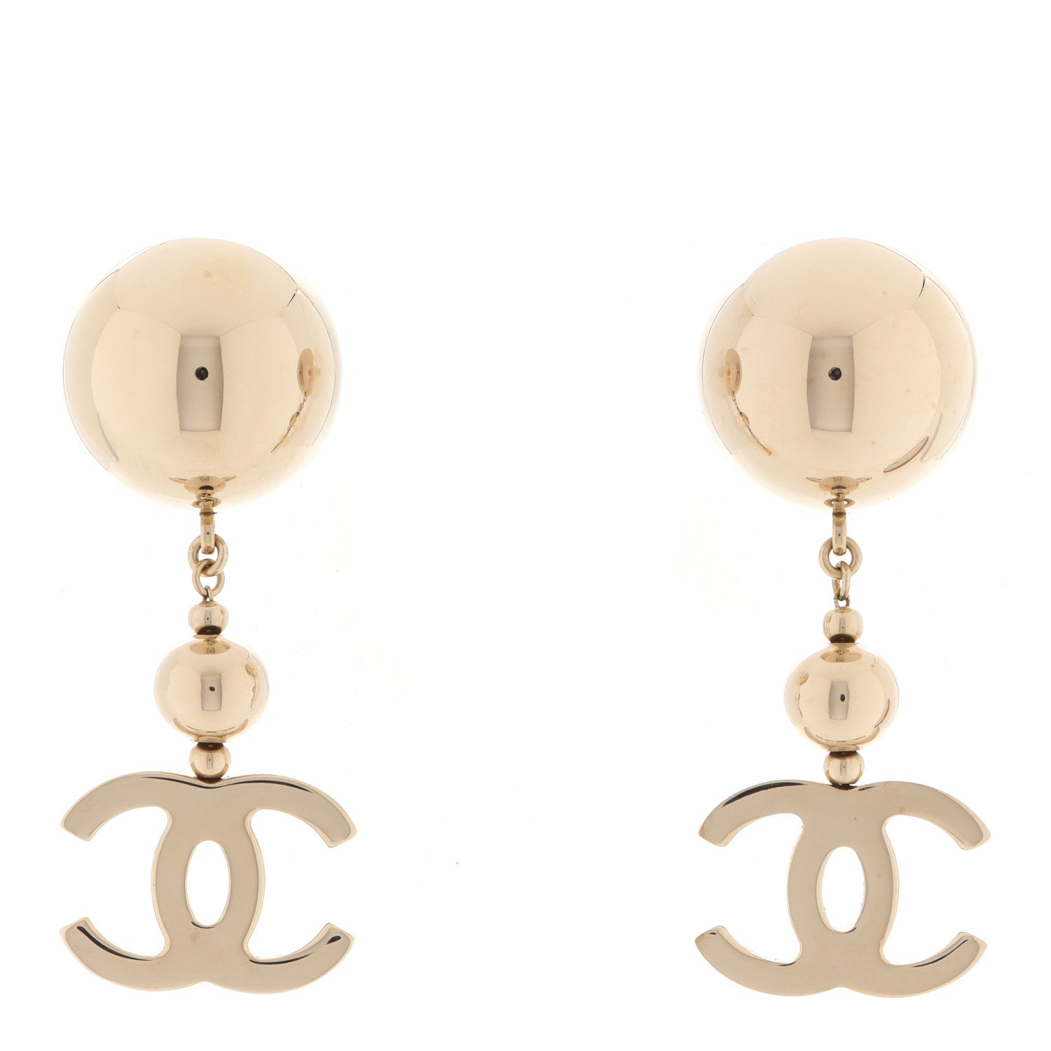 Chanel Metal CC Drop Earrings Gold 1 of 5
