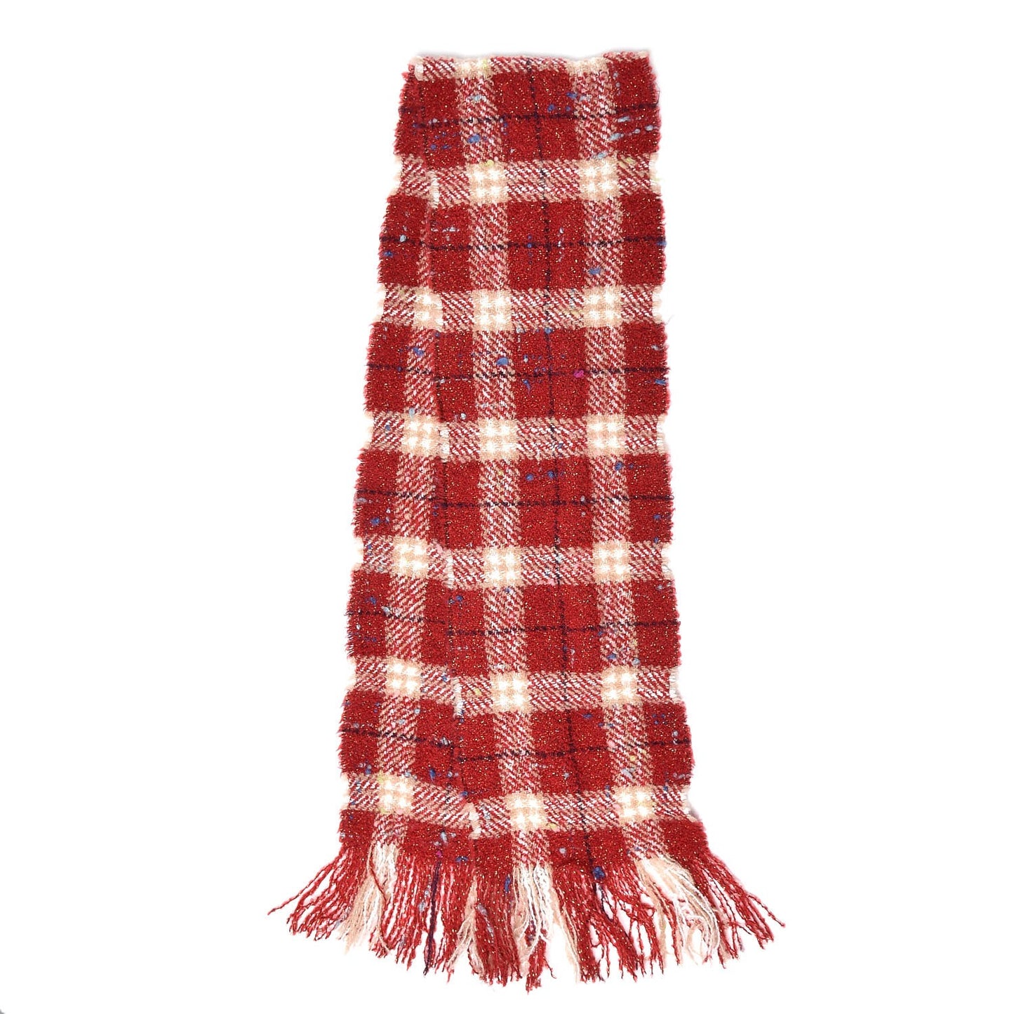 Merino Wool Check Scarf Red
