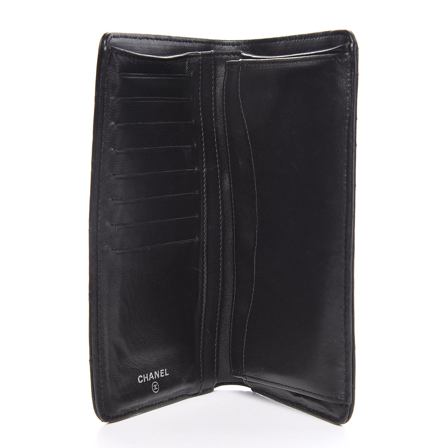 Lambskin Quilted Yen Wallet Black