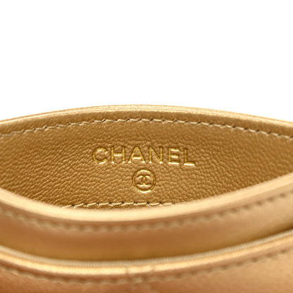 Chanel Metallic Goatskin Quilted Chanel 19 Card Holder Gold 6 of 9