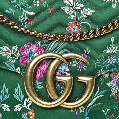 Gucci Jacquard Matelasse Floral Maxi GG Marmont Top Handle Shoulder Bag Green Multicolor 15 of 19