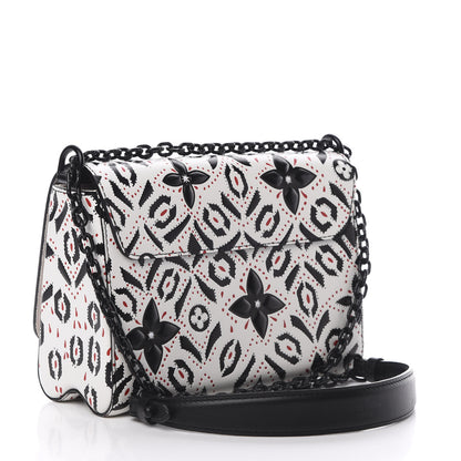 Louis Vuitton Calfskin Graphic Print Twist Shoulder Bag MM White Black 4 of 13