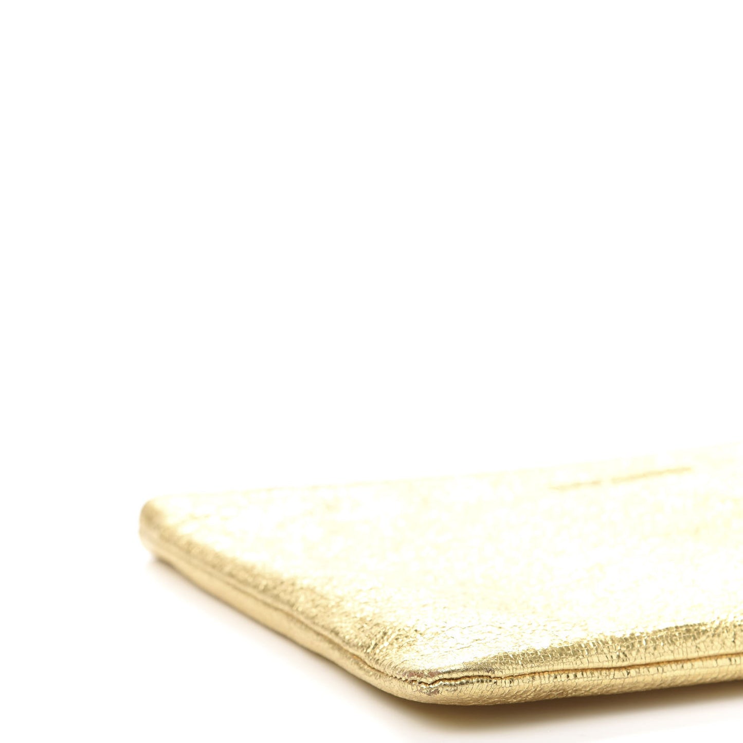 Metallic Calfskin Zipped Pouch Gold